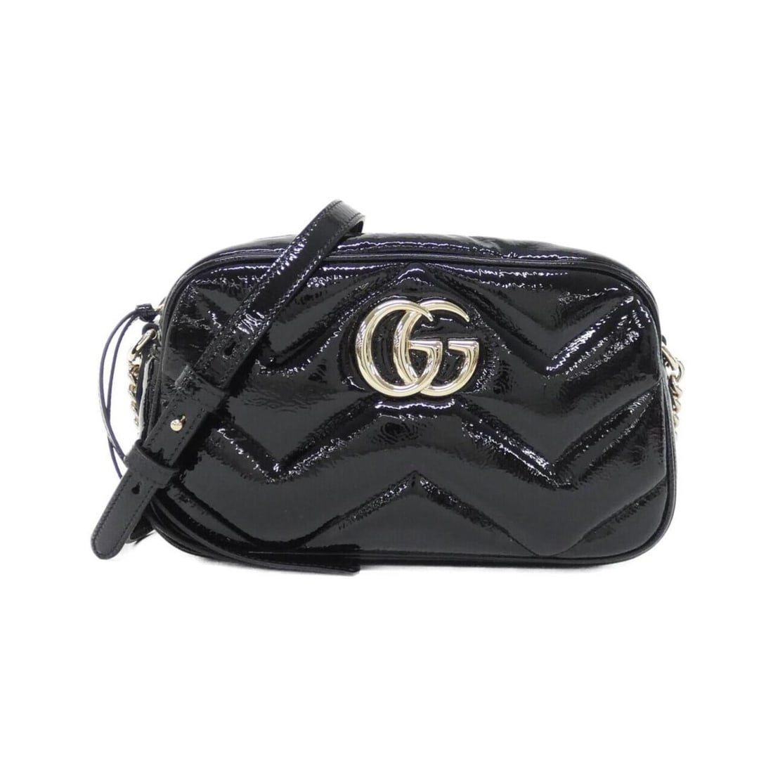 Gucci GG Marmont 802448 0AABA Shoulder Bag: --- Catalog ---Category: SizeSize (HxWxD): 14cm x 24cm x 7cm / 5.51'' x 9.44'' x 2.75''Category: DesignType: Shoulder bagColor: BlackGender: WomenMaterial: Leather Leather/Fur Type: Enamel LeatherCate