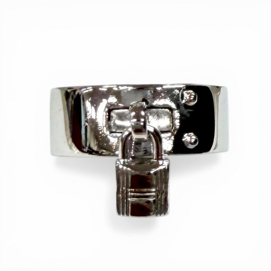 HERMES Kelly Ring, 925 Sterling Silver, Size 47, Weight 9.4g, Women's: --- Catalog ---Category: SizeWidth: 7mm / 0.28''Weight: 9.4g / 0.33oz.JP Size: 6US Size: 3.5Category: DesignType: Band ringColor: SilverGender: WomenMaterial: Silver 925Category: GeneralBrand: Hermes-