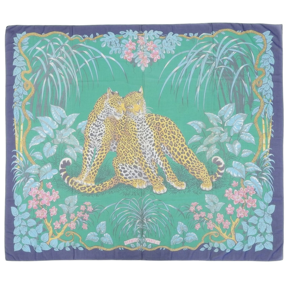 HERMES Vintage Pareo JUNGLE LOVE 100% Cotton Stole Multi-color Made in France Women's: --- Catalog ---Category: SizeSize (LxW): 1.64m x 1.41m / 64.56'' x 55.51''Category: DesignType: StoleColor: Multi-colorGender: WomenMaterial: Cotton Category: GeneralBrand: HermesCountry of Origin: Fr