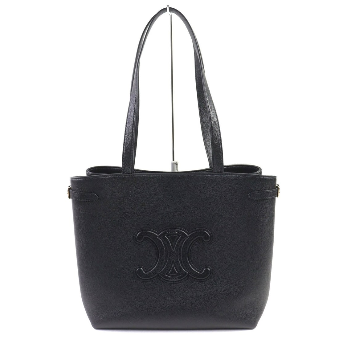 CELINE 11685 Cabas Anais Triomphe Medium Leather Tote Bag (Can be carried on the shoulder) Black, (1 of 12)