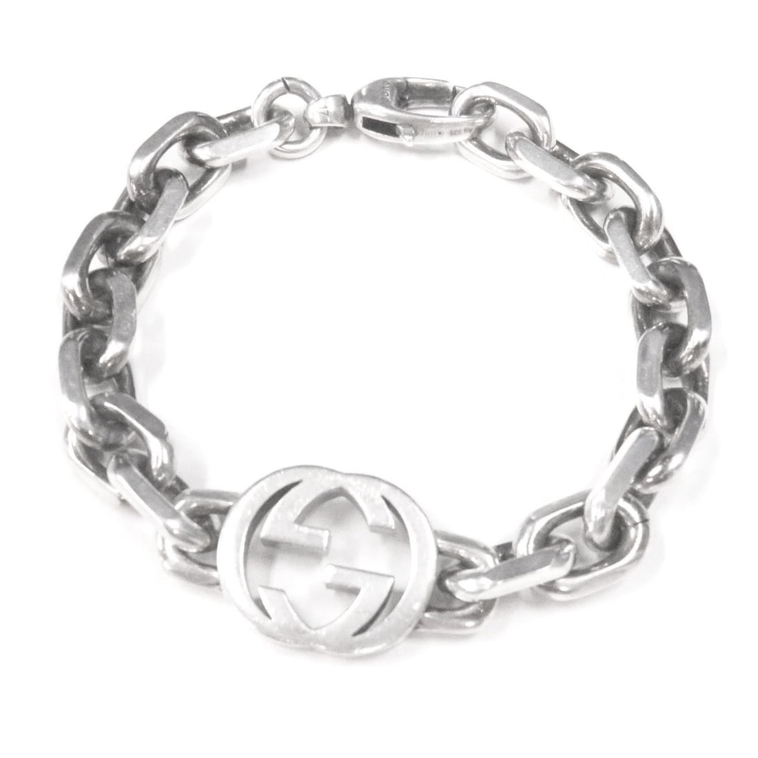 GUCCI 627068 AG925 Interlocking G Chain Bracelet, Silver, Size 17, Made in Italy, Total Weight: --- Catalog ---Category: SizeTotal Length: 20cm / 7.87''Category: DesignType: Charm braceletColor: SilverGender: MenMaterial: Silver 925Category: GeneralBrand: GucciCountry of Origin: Italy--- Item Li