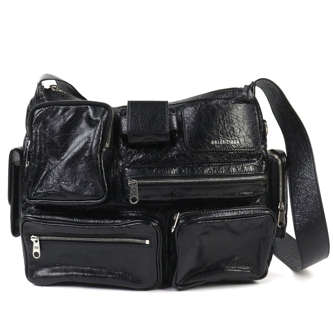 BALENCIAGA 785297 Super Busy Leather Shoulder Bag, Black, Made in Italy, Recommended for Men and: --- Catalog ---Category: SizeSize (HxWxD): 27cm x 39cm x 10cm / 10.62'' x 15.35'' x 3.93''Category: DesignType: Shoulder bagColor: BlackGender: Men,WomenMaterial: Leather Category: GeneralBrand: Balen