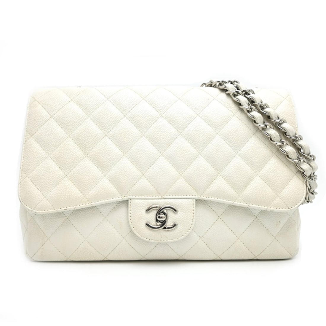 Chanel Matelassé 30 Chain Shoulder Bag, Silver (Palladium) Hardware, Women's A28600, Caviar Skin, (1 of 16)