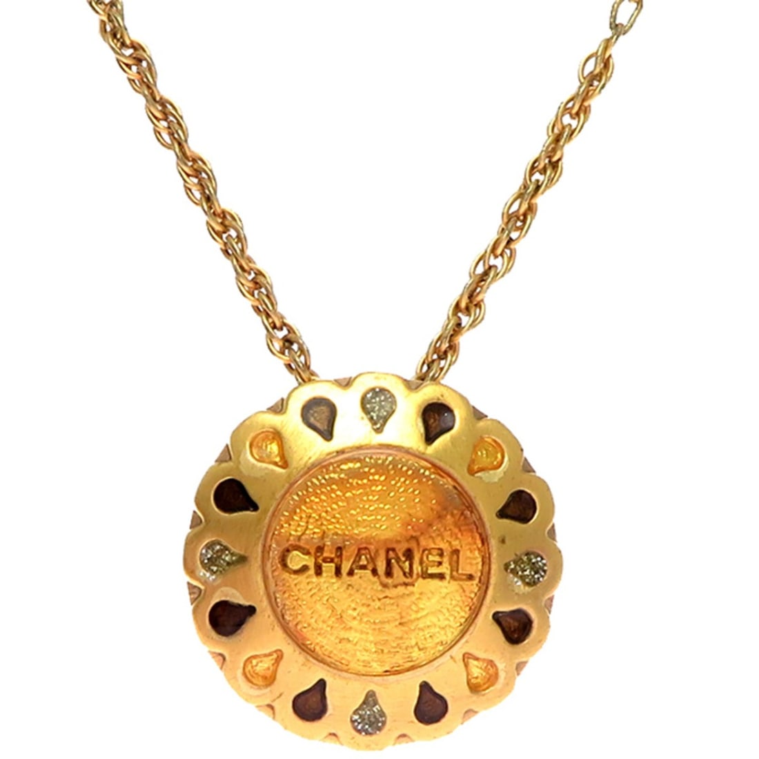 Chanel Flower Logo Women's Necklace GP: --- Catalog ---Category: SizePendant Size: 19mm x 19mm / 0.74'' x 0.74''Neck Circumference: 41 cm / 16.14''Category: DesignGender: WomenMaterial: Gold platingNecklace Type: NecklaceCategory: GeneralBr