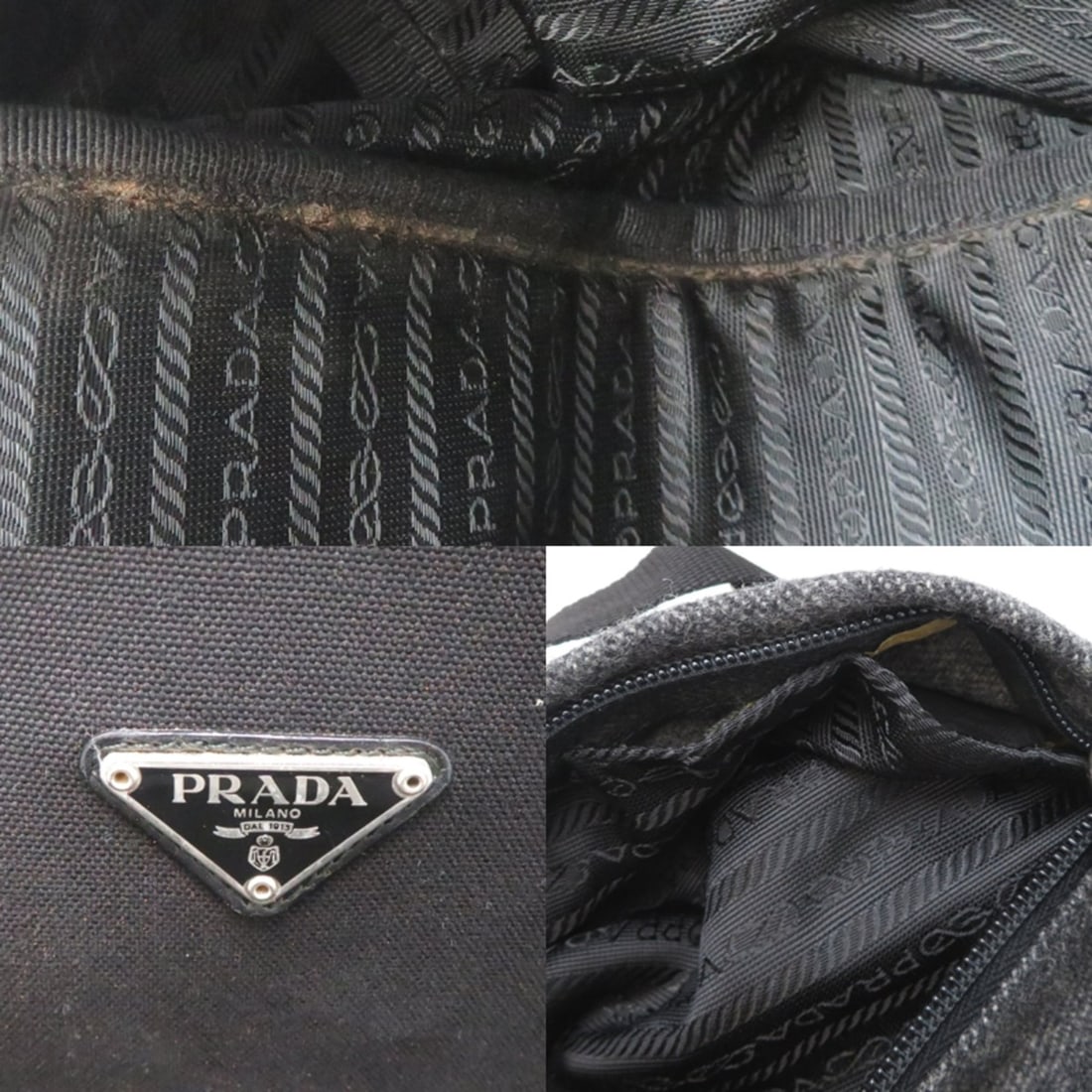 Prada Backpack for Men, Wool, Gray - 10