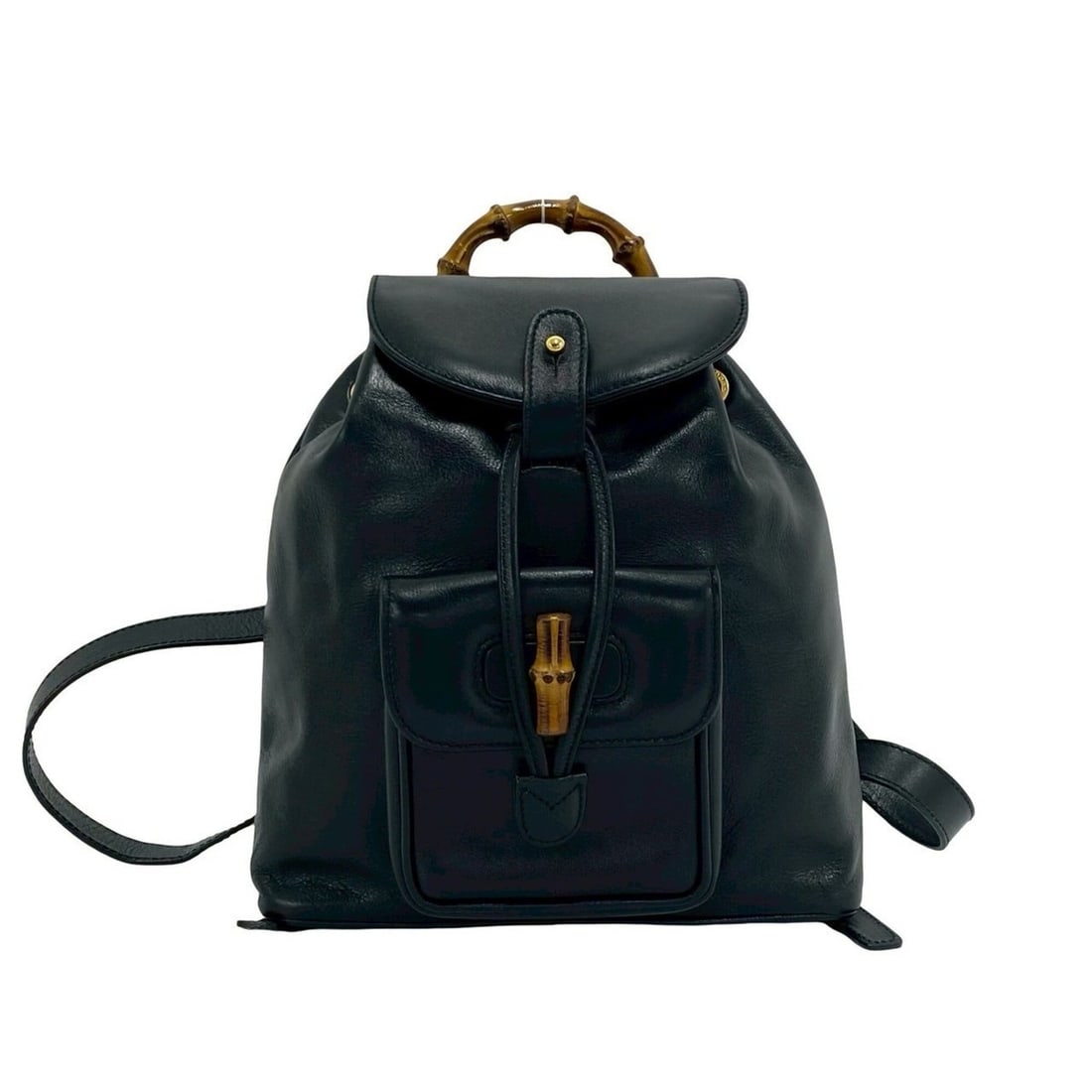 GUCCI Vintage Bamboo Leather Backpack/Daypack (Black) 09350: --- Catalog ---Category: SizeSize (HxWxD): 24cm x 20.5cm x 6.5cm / 9.44'' x 8.07'' x 2.55''Category: DesignType: BackpackColor: BlackGender: WomenMaterial: Leather , Bamboo Category: GeneralBrand: Guc