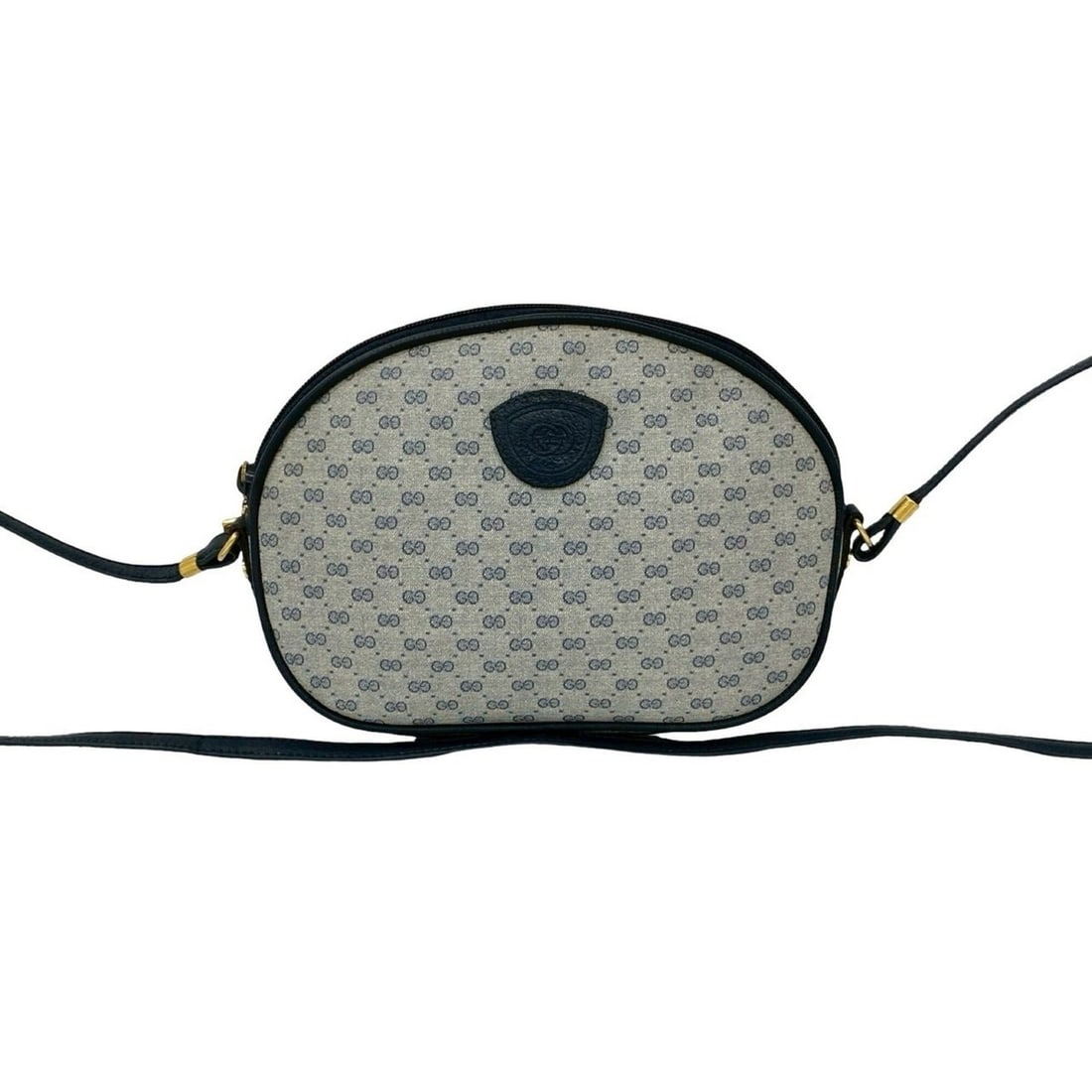 GUCCI Vintage Micro GG Logo Leather Shoulder Bag/Pouch/Sacoche, Navy, 84688: --- Catalog ---Category: SizeSize (HxWxD): 16cm x 22.5cm x 6cm / 6.29'' x 8.85'' x 2.36''Category: DesignType: Pochette, Shoulder bagColor: NavyGender: WomenMaterial: Leather , PVC Category: GeneralBr