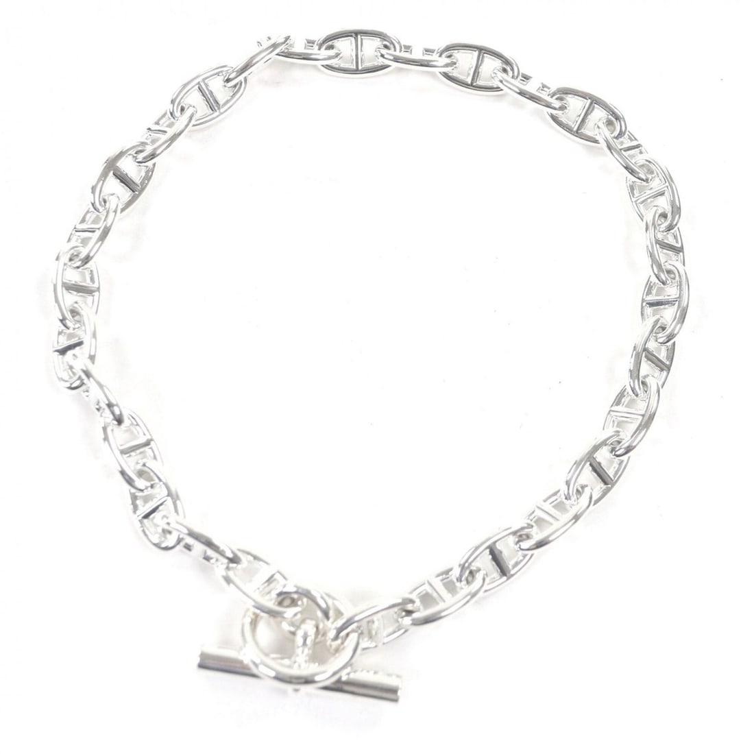 HERMES Chaine d'Ancre GM SV925 29-link chain necklace, 2023 model, made in France, weight 129.7g,: --- Catalog ---Category: SizeWeight: 129.7g / 4.57oz.Pendant Size: 18mm x 10mm / 0.7'' x 0.39''Neck Circumference: 44 cm / 17.32''Category: DesignColor: SilverGender: MenMaterial: Silver 925Necklace T