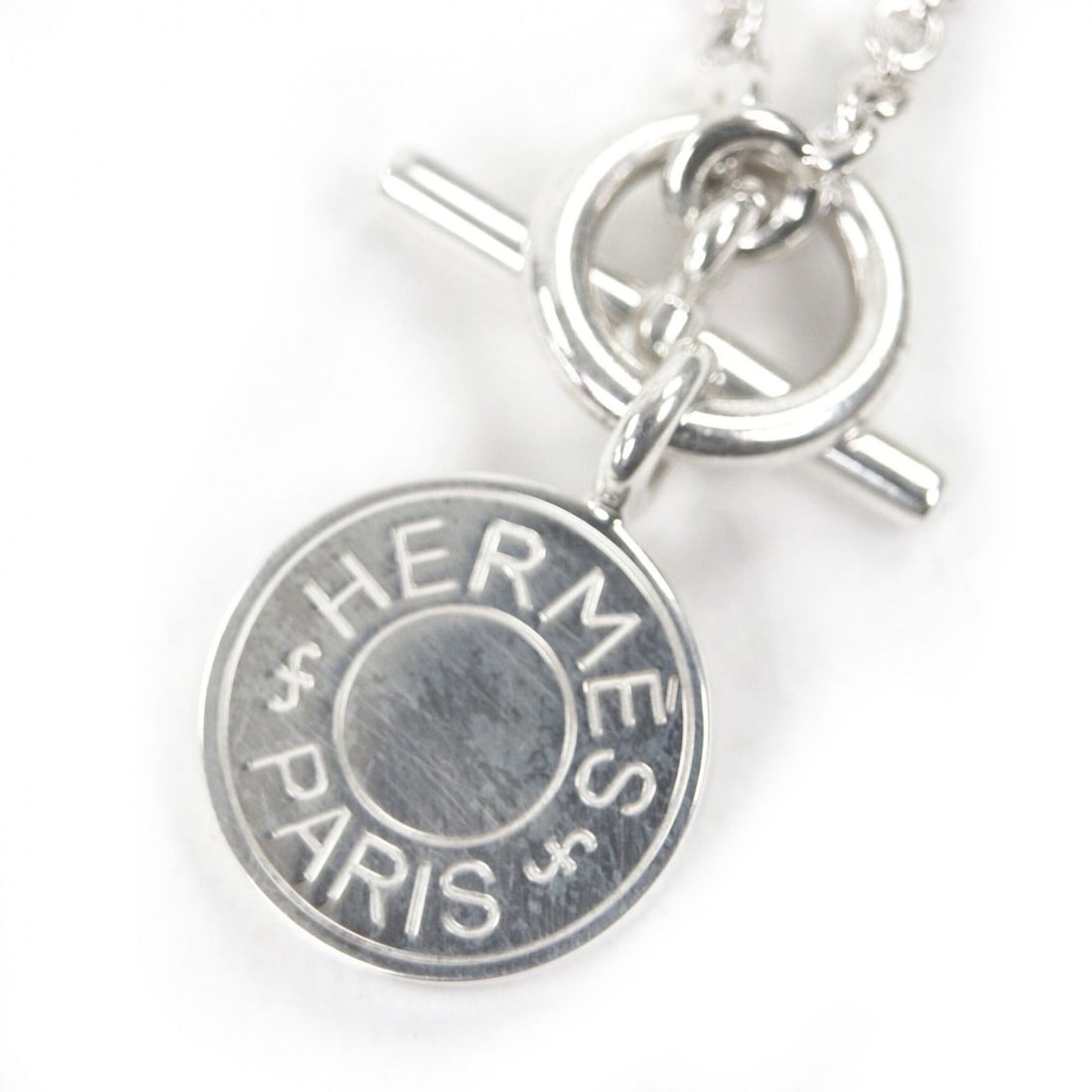 HERMES (Hermes) 2024 model AG925 Sellier motif Clou de Selle chain necklace, silver, made in Italy, (1 of 10)