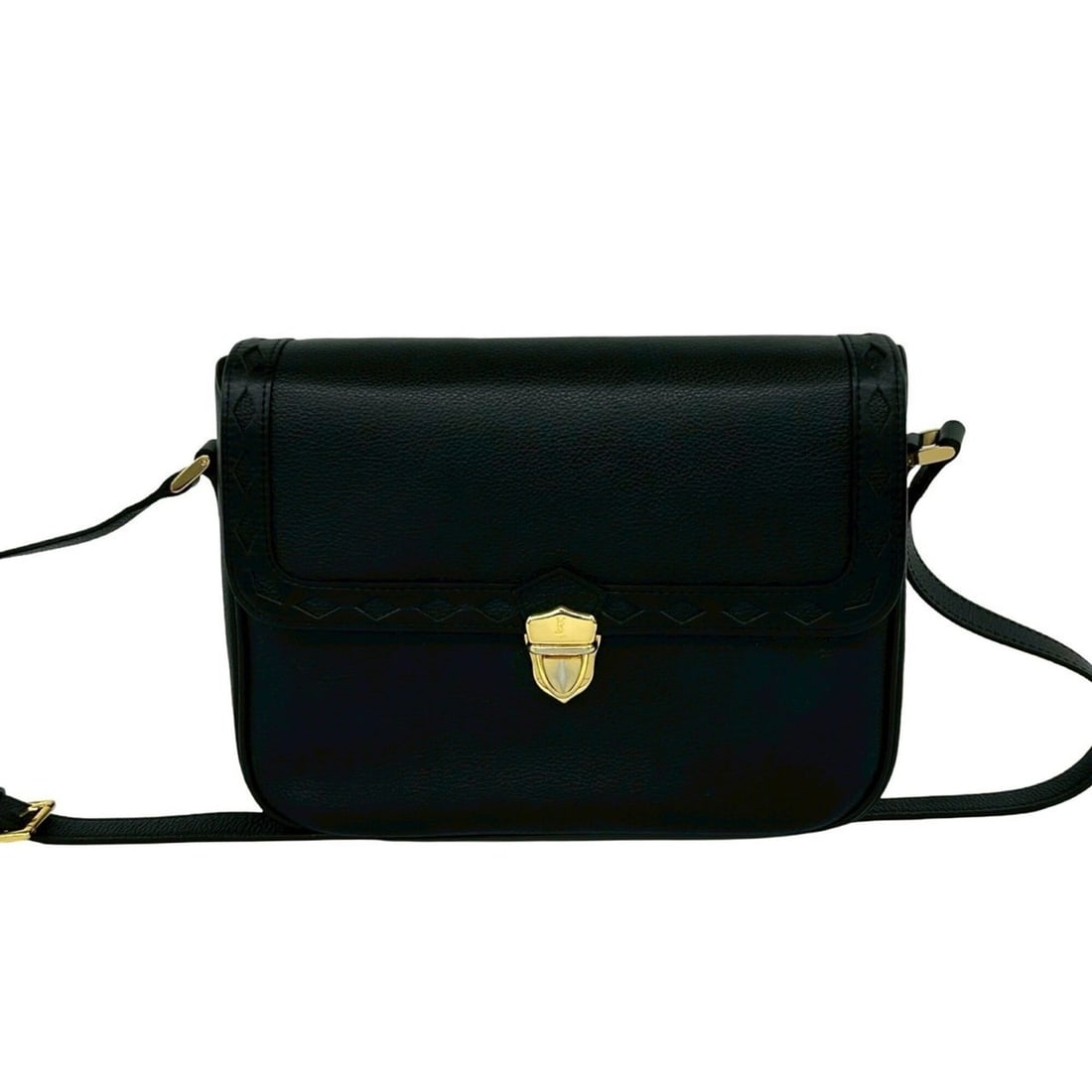 YVES SAINT LAURENT Vintage YSL Logo Hardware Cutout Leather Shoulder Bag, Black 35085 (1 of 10)