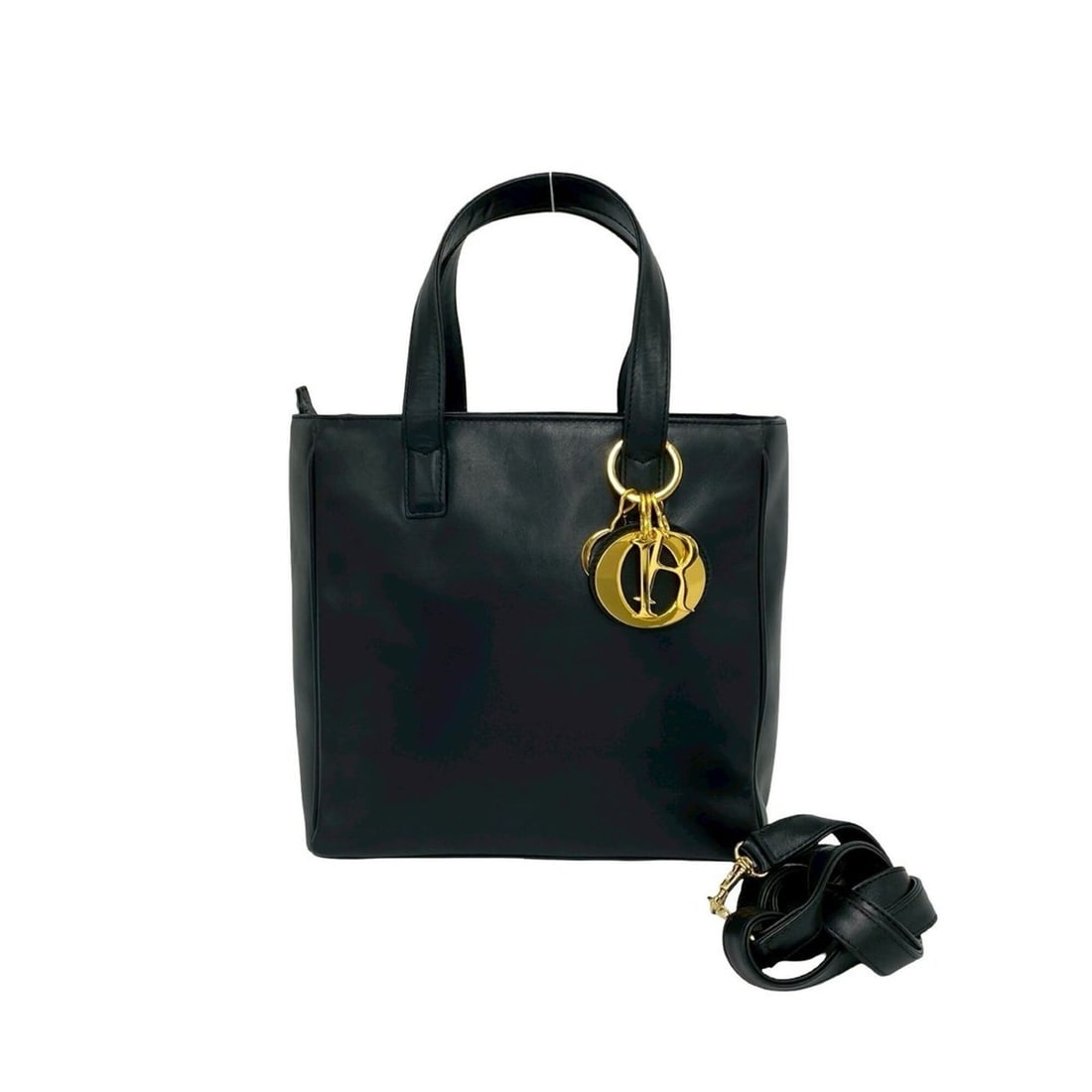 Christian Dior Logo Charm Leather Genuine 2-way Mini Shoulder Bag Handbag Black 18449: --- Catalog ---Category: SizeSize (HxWxD): 20cm x 20.5cm x 11cm / 7.87'' x 8.07'' x 4.33''Category: DesignType: Handbag, Shoulder bagColor: BlackGender: WomenMaterial: Leather Category: GeneralBrand: 
