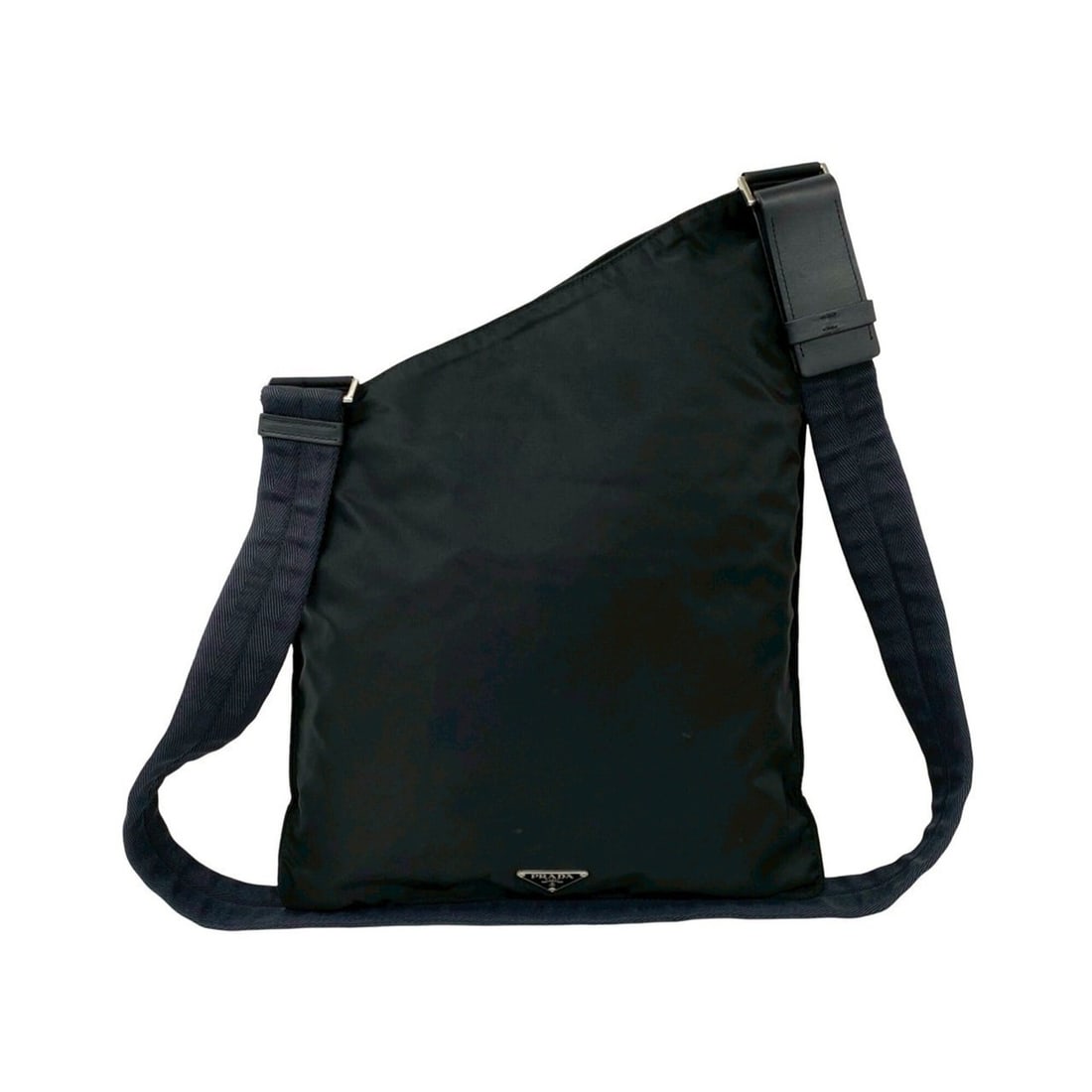 PRADA Prada Triangle Logo Plate Hardware Tessuto Nylon Leather Genuine Shoulder Bag Body Black 06512 (1 of 16)
