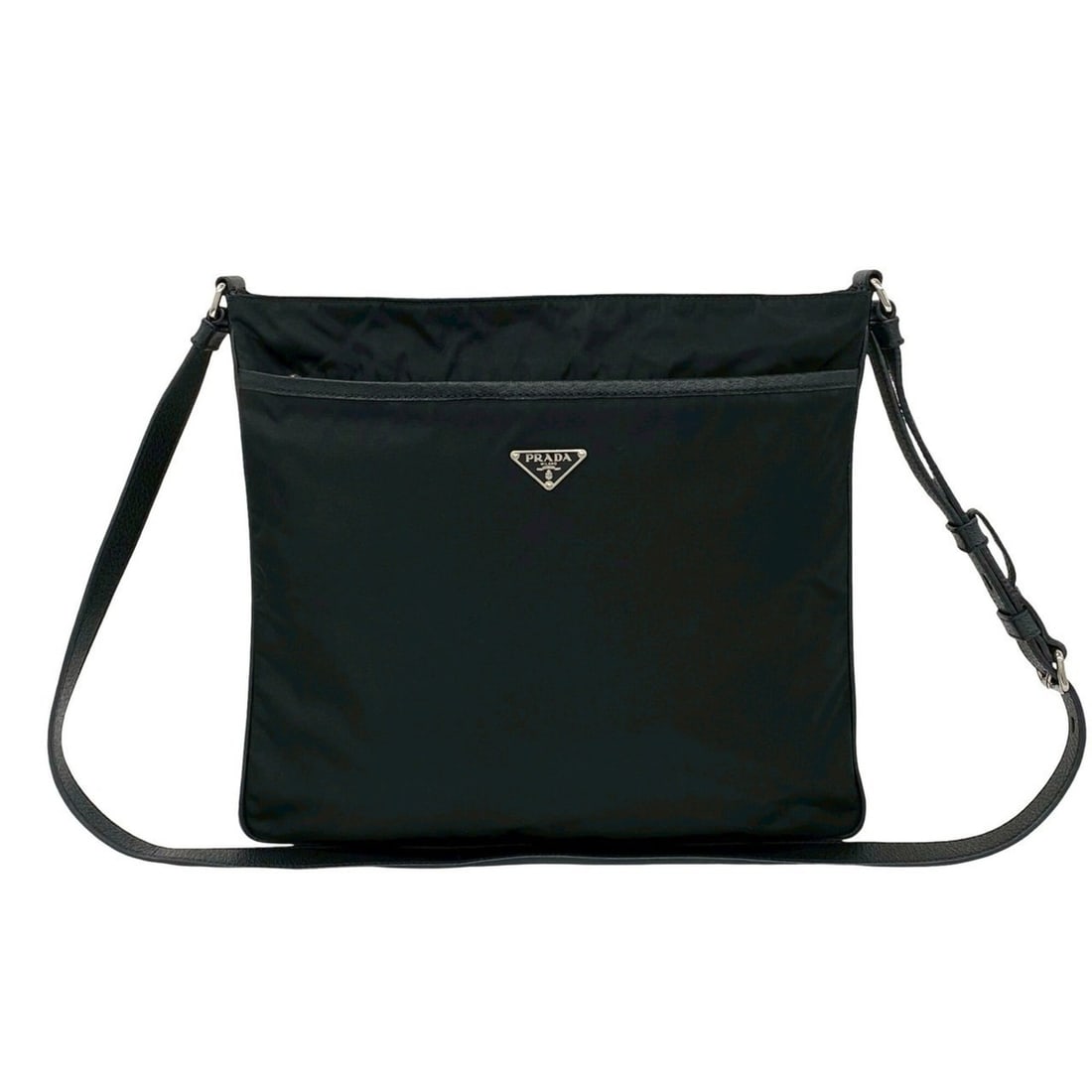 PRADA Triangle Logo Nylon Leather Shoulder Bag Tote Black 83509: --- Catalog ---Category: SizeSize (HxWxD): 32cm x 34cm x 3cm / 12.59'' x 13.38'' x 1.18''Category: DesignType: Shoulder bag, Tote bagColor: BlackGender: WomenMaterial: Nylon , Leather Category: Genera