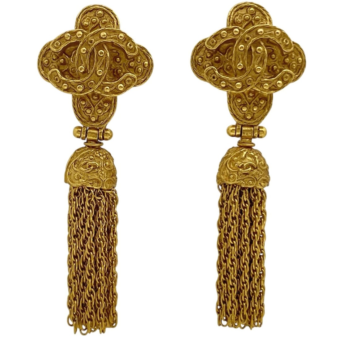Chanel Coco Mark Fringe Earrings, Gold Plated, Women's: --- Catalog ---Category: SizeSize (HxWxD): 76.00mm x 27.00mm / 2.99'' x 1.06''Category: DesignType: Clip earringsColor: GoldGender: WomenMaterial: Gold platingCategory: GeneralBrand: Chanel--- Item Li