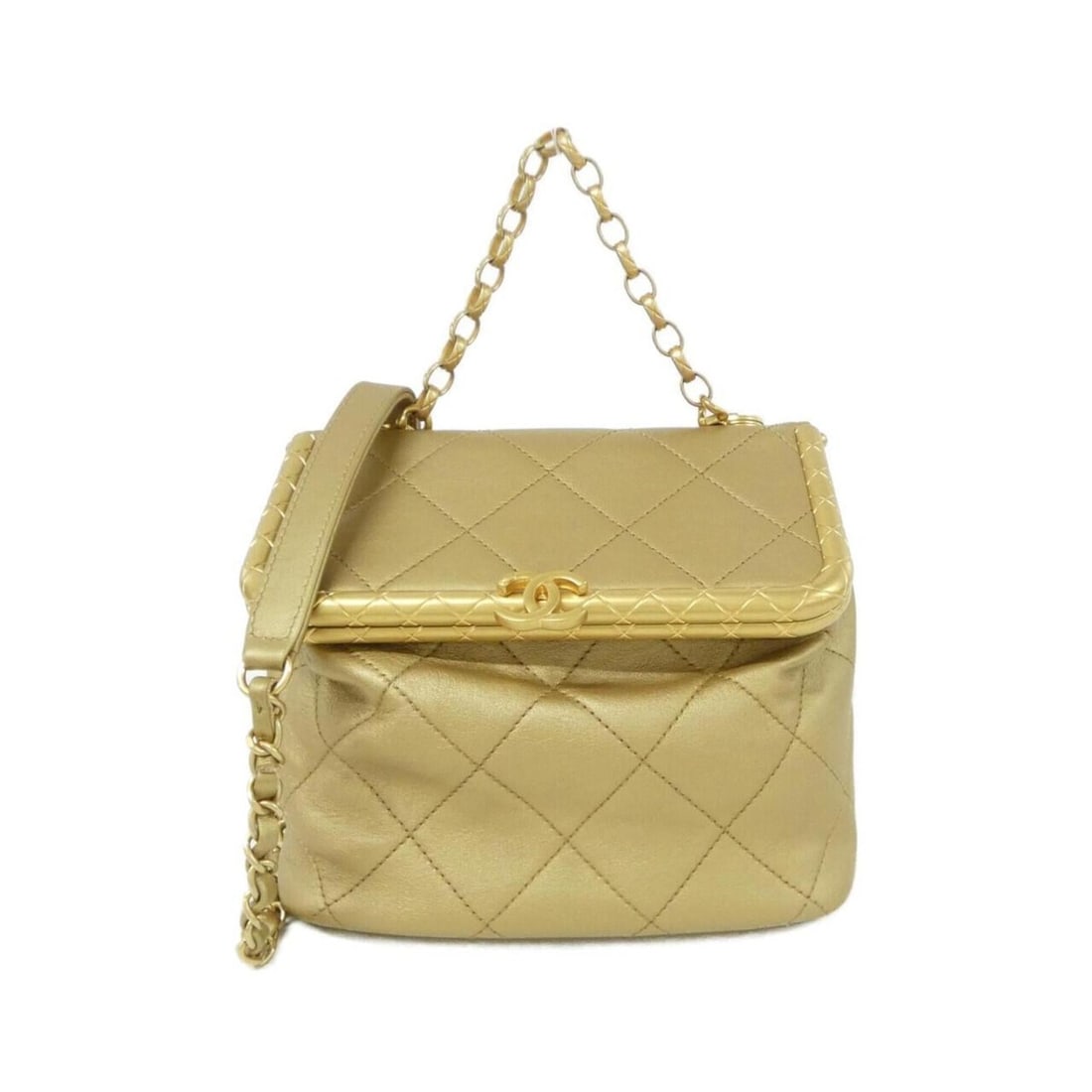Chanel AS1886 handbag: --- Catalog ---Category: SizeSize (HxWxD): 13cm x 19cm x 9cm / 5.11'' x 7.48'' x 3.54''Category: DesignType: Handbag, Vanity bagColor: GoldGender: WomenMaterial: Leather Leather/Fur Type: LambskinCate
