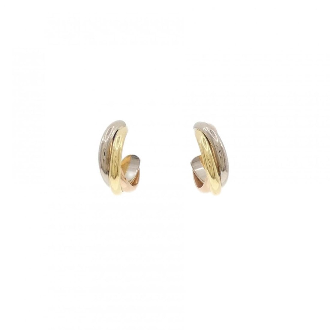 Cartier Trinity Small Earrings: --- Catalog ---Category: SizeSize (HxWxD): 12.50mm x 4.20mm / 0.49'' x 0.17''Category: DesignType: Half hoop earringsGender: WomenMaterial: Pink gold (18K), White gold (18K), Yellow gold (18K)Category
