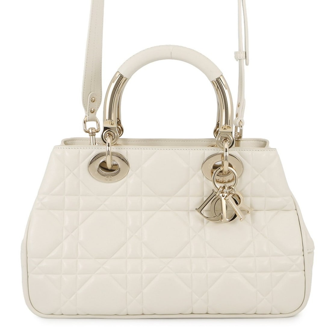 Christian Dior handbag, Cannage Lady 95.22, medium calf leather, M0699OVJX, 2-way, white.: --- Catalog ---Category: SizeSize (HxWxD): 18.5cm x 30cm x 12cm / 7.28'' x 11.81'' x 4.72''Category: DesignType: HandbagColor: WhiteGender: WomenMaterial: Leather Category: GeneralMPN: M0699OVJX_M030B