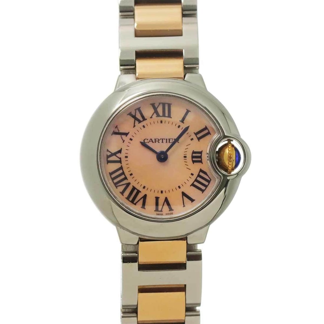 Cartier Ballon Bleu SM 28mm Two-Tone W6920034 Women's Watch Pink Shell PG Gold Quartz: --- Catalog ---Category: SizeWrist Size: 17.5cm / 6.88''Case Diameter: 28mm / 1.1''Category: DesignType: WristwatchGender: WomenColor (Dial): Pink shellMaterial (Band): Pink gold, Stainless