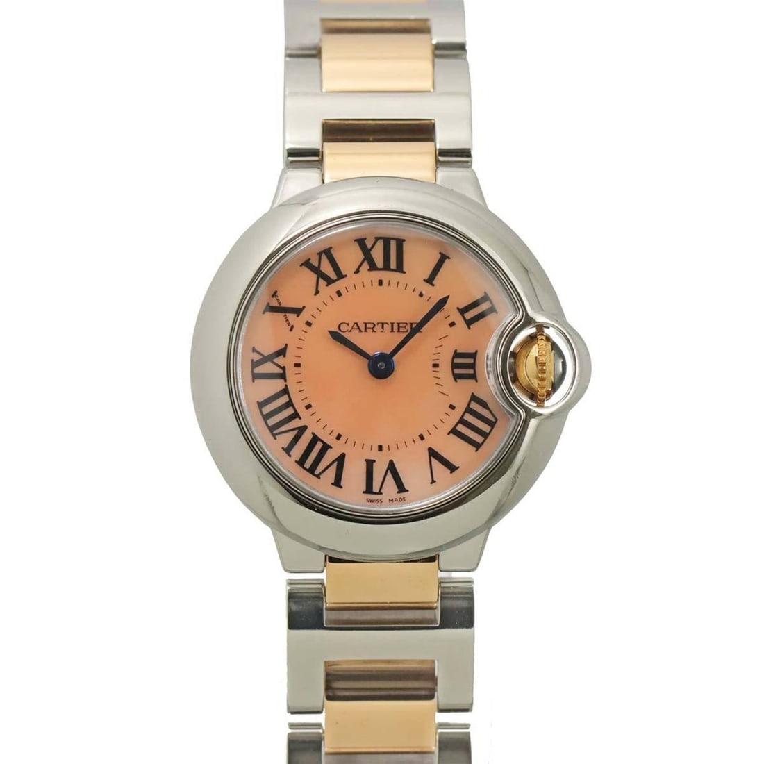 Cartier Ballon Bleu SM 28mm Two-Tone W6920034 Women's Watch Pink Shell PG Gold Quartz: --- Catalog ---Category: SizeWrist Size: 17cm / 6.69''Case Diameter: 28mm / 1.1''Category: DesignType: WristwatchGender: WomenColor (Dial): Pink shellMaterial (Band): Pink gold, Stainless steelMateria