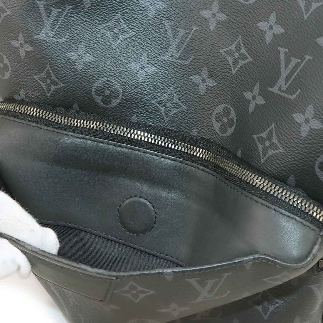 Louis Vuitton Monogram Eclipse Discovery Backpack, Black, M43186, RFID, Silver Hardware. - 7