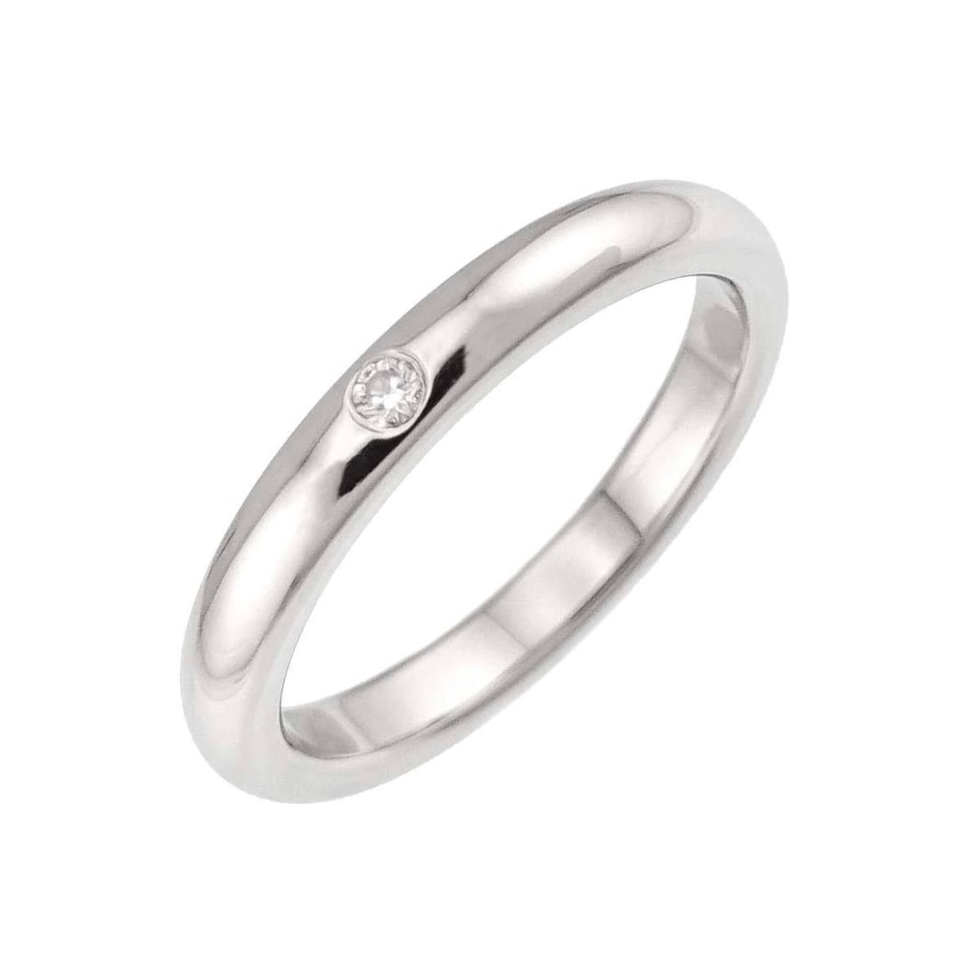 Tiffany & Co. Stacking Band Ring with 1 Diamond, Platinum.: --- Catalog ---Category: SizeJP Size: 8US Size: 4.5Category: DesignType: Band ringColor: SilverGender: WomenMaterial: Platinum 950Category: GeneralBrand: Tiffany--- Item List ---Section: