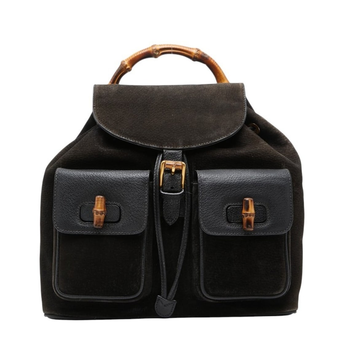Gucci Bamboo Backpack 003 2058 0016 Black Suede Leather Women's GUCCI (1 of 18)