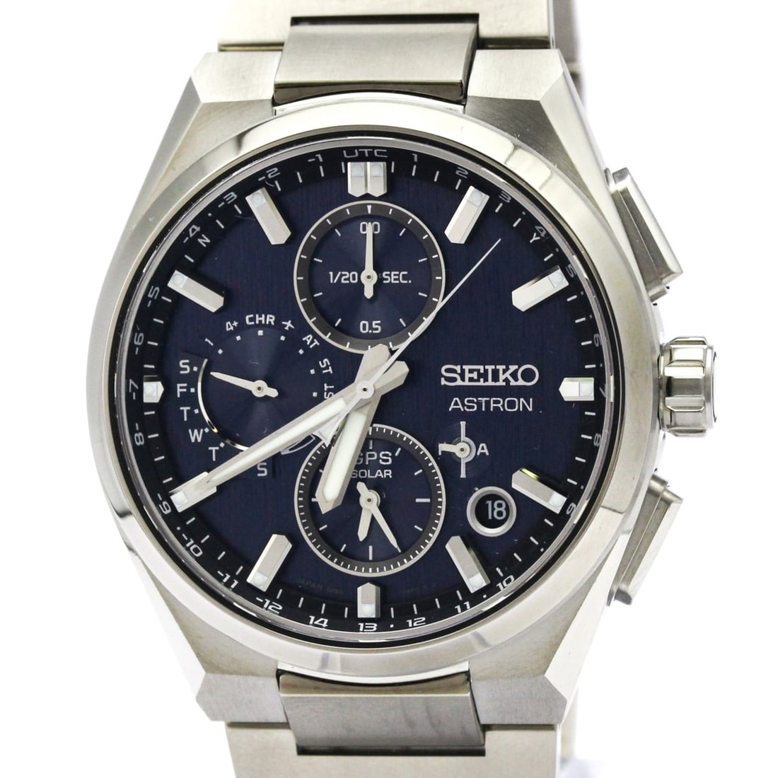 SEIKO Astron Nexter Solar GPS Radio Wave Watch SBXC161(5X83-0AE0): --- Catalog ---Category: SizeCase Diameter: 42mm / 1.65''Category: DesignType: WristwatchStyle: SportGender: MenColor (Dial): NavyMaterial (Band): TitaniumMaterial (Case): TitaniumCategory: GeneralLin