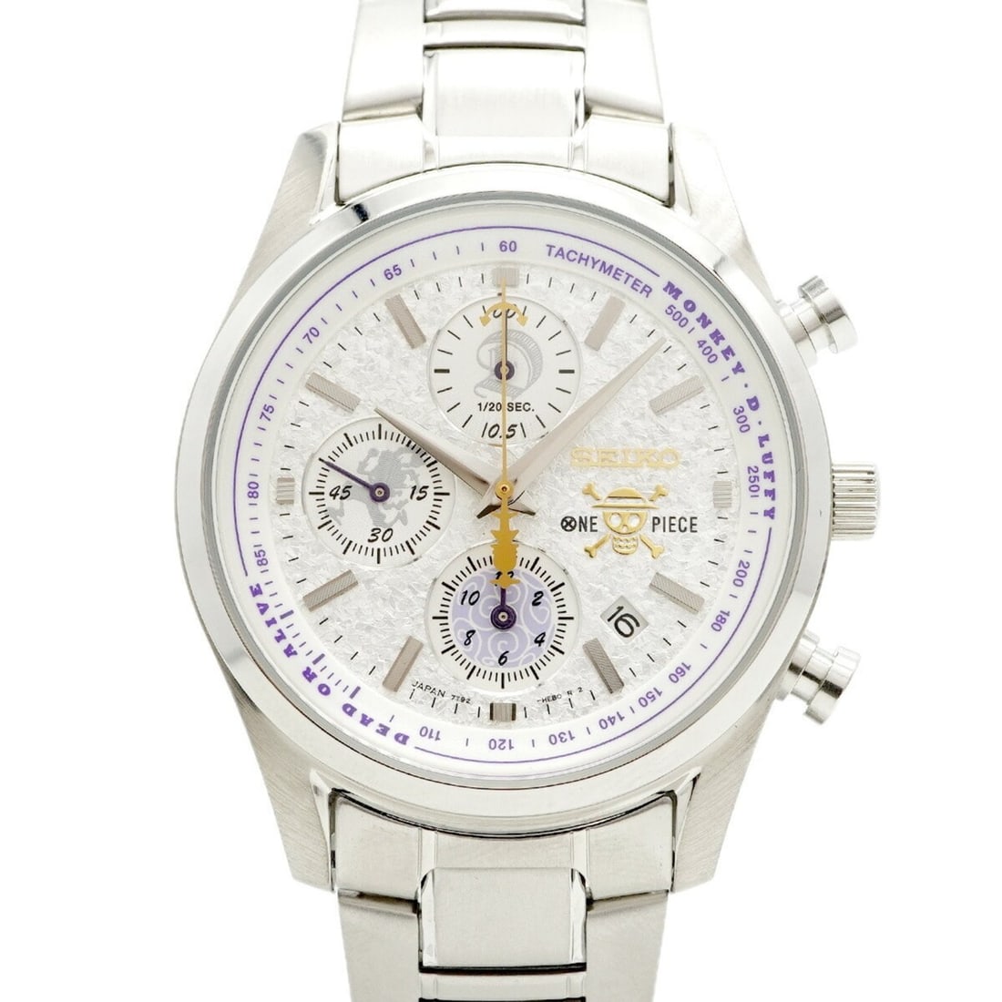Seiko Monkey D. Luffy Gear 5 Edition 7T92-HDH0 Silver Dial Men's Watch: --- Catalog ---Category: SizeWrist Size: 18.5cm / 7.28''Case Diameter: 39.3mm / 1.55''Category: DesignType: WristwatchGender: MenColor (Dial): SilverMaterial (Band): Stainless steelCategory: GeneralMP