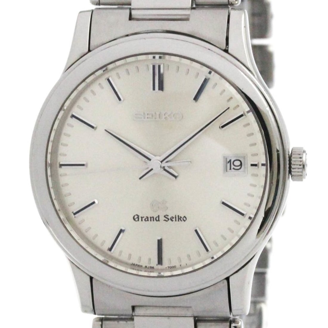 GRAND SEIKO Stainless Steel Quartz Mens Watch SBGF013(8J56-7000) Polished: --- Catalog ---Category: SizeCase Diameter: 34mm / 1.34''Category: DesignType: WristwatchStyle: Dress/FormalGender: MenColor (Dial): SilverMaterial (Band): Stainless steelMaterial (Case): Stainless st
