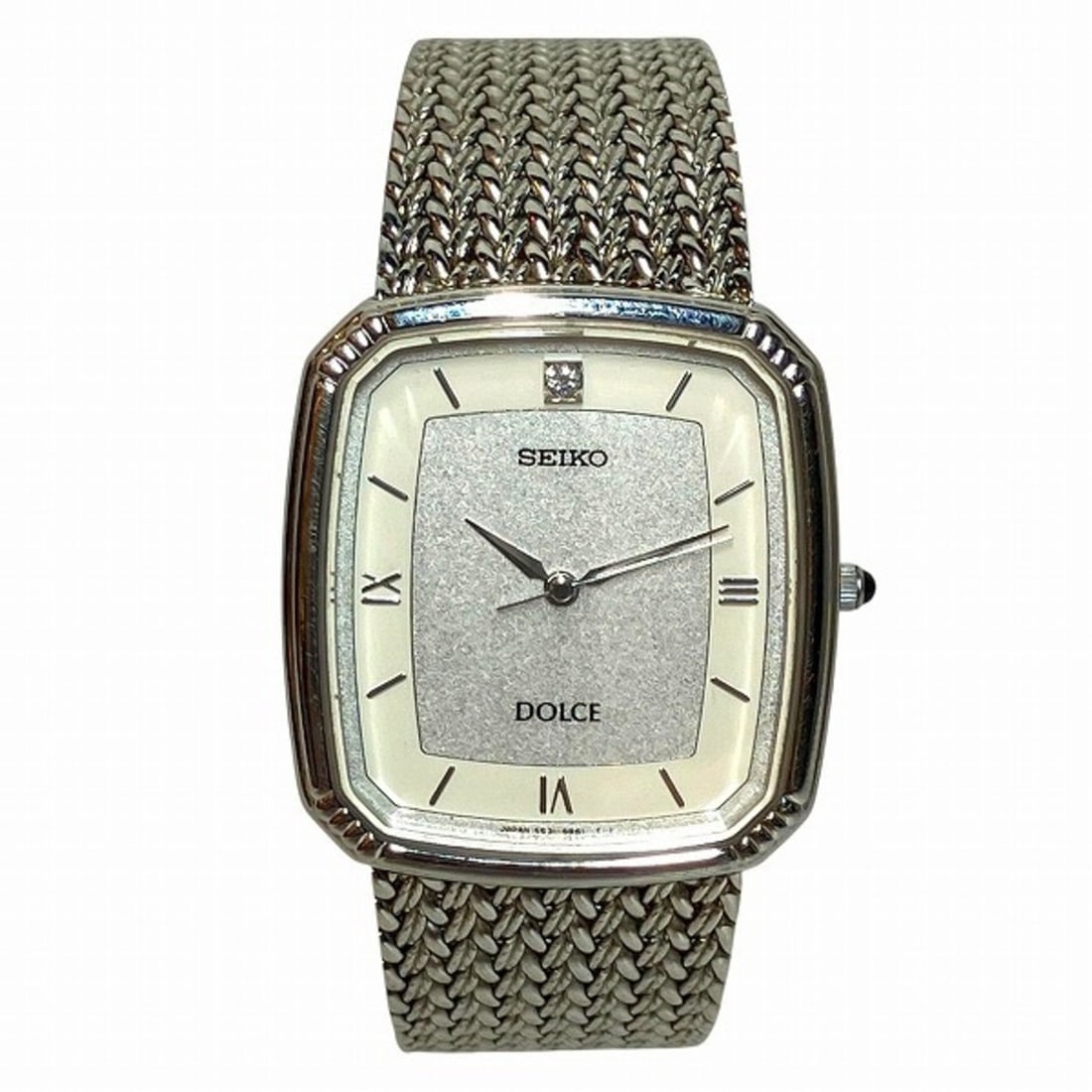 Seiko Dolce 5E31-5A90 Quartz Silver Dial Men's Watch: --- Catalog ---Category: SizeWrist Size: 16cm / 6.29''Case Diameter: 28mm / 1.1''Category: DesignType: WristwatchGender: MenDisplay: AnalogColor (Dial): SilverMaterial (Band): Stainless steelMaterial 