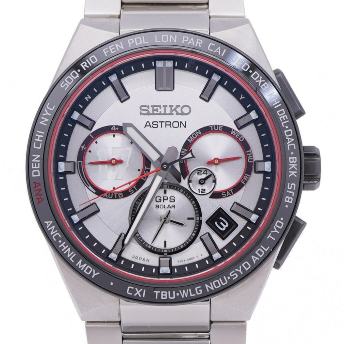 Seiko Astron Shohei Otani model solar radio watch SBXC125 / 5X53-0BX0 wristwatch titanium/ceramic: --- Catalog ---Category: SizeWrist Size: 20cm / 7.87''Case Diameter: 43mm / 1.69''Category: DesignType: WristwatchGender: MenMaterial (Band): Ceramic, TitaniumMaterial (Case): Ceramic, TitaniumCategor
