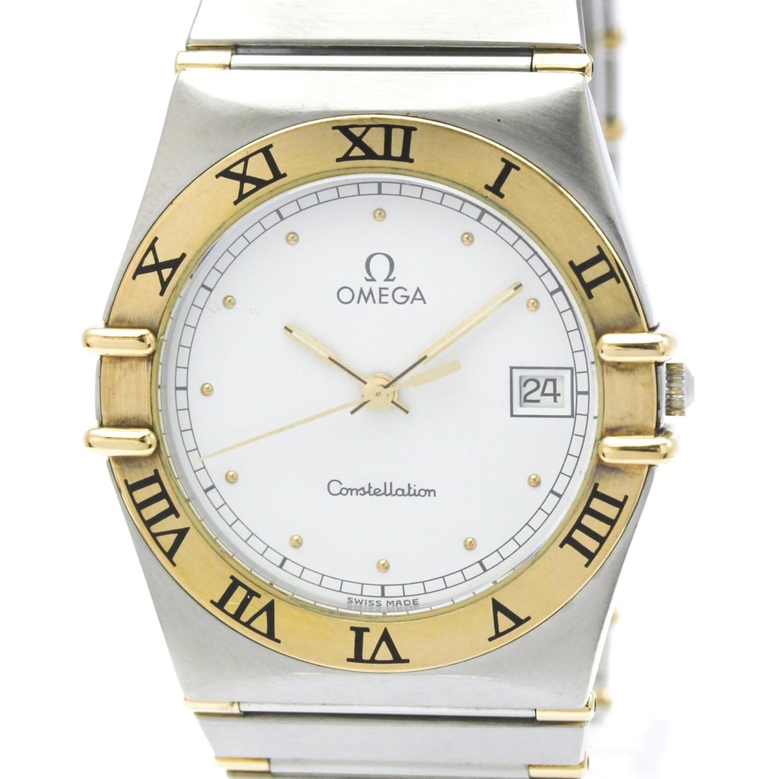 OMEGA Constellation 18K Gold Steel Quartz Mens Watch 396.1070 Polished: --- Catalog ---Category: SizeCase Diameter: 33mm / 1.3''Category: DesignType: WristwatchStyle: Dress/FormalGender: MenColor (Dial): WhiteMaterial (Band): Stainless steel, Yellow gold (18K)Material (Ca