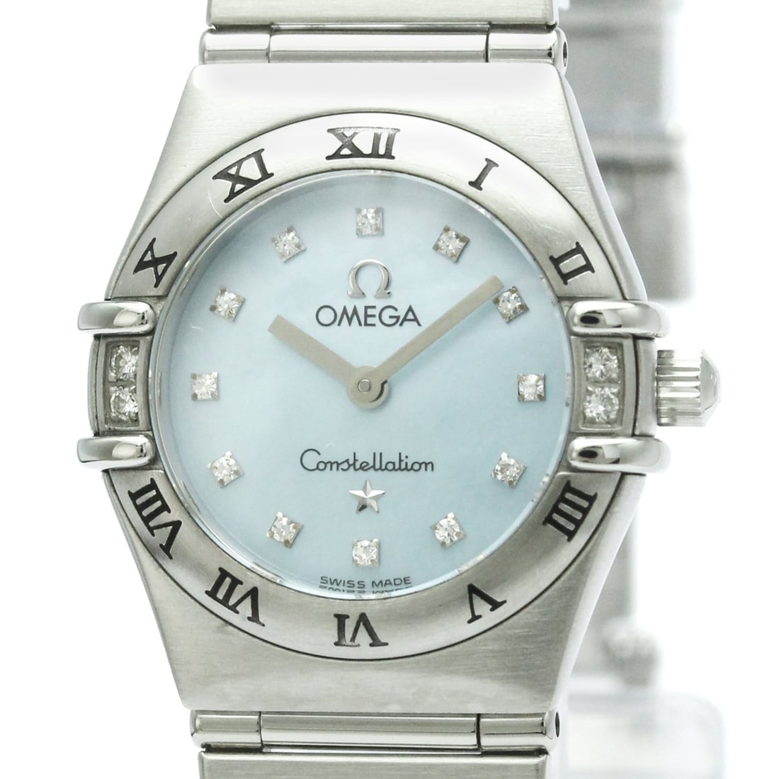 OMEGA Constellation Diamond MOP Dial Quartz Steel Ladies Watch 1567.86 Polished: --- Catalog ---Category: SizeCase Diameter: 22mm / 0.87''Category: DesignType: WristwatchStyle: Dress/FormalGender: WomenColor (Dial): Blue shellMaterial (Band): Stainless steelMaterial (Case): Stainl