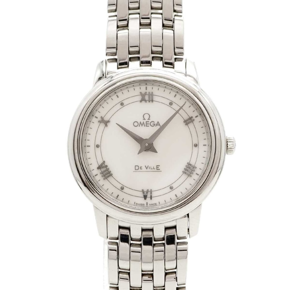 Omega De Ville 424.10.27.60.04.001 White Dial Women's Watch: --- Catalog ---Category: SizeWrist Size: 13.5cm / 5.31''Case Diameter: 27.4mm / 1.08''Category: DesignType: WristwatchGender: WomenColor (Dial): WhiteMaterial (Band): Stainless steelCategory: GeneralM