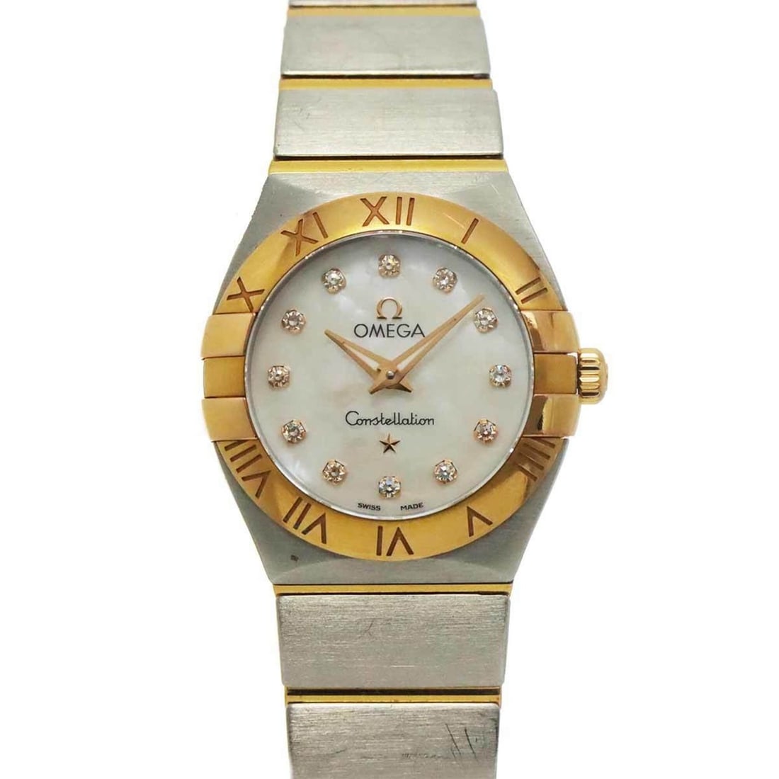 Omega Constellation Polished Two-Tone 123 20 24 60 55 001 Ladies' Watch 12P Diamond White: --- Catalog ---Category: SizeWrist Size: 15.5cm / 6.1''Case Diameter: 24mm / 0.94''Category: DesignType: WristwatchGender: WomenColor (Dial): White shellMaterial (Band): Pink gold (18K), Stainless ste