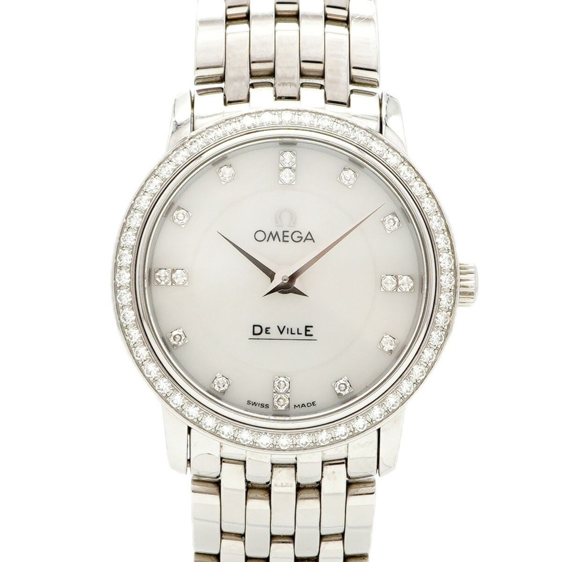 Omega De Ville 413.15.27.60.55.001 White Dial Women's Watch: --- Catalog ---Category: SizeWrist Size: 15cm / 5.9''Case Diameter: 27mm / 1.06''Category: DesignType: WristwatchGender: WomenColor (Dial): White shellMaterial (Band): Stainless steelCategory: General