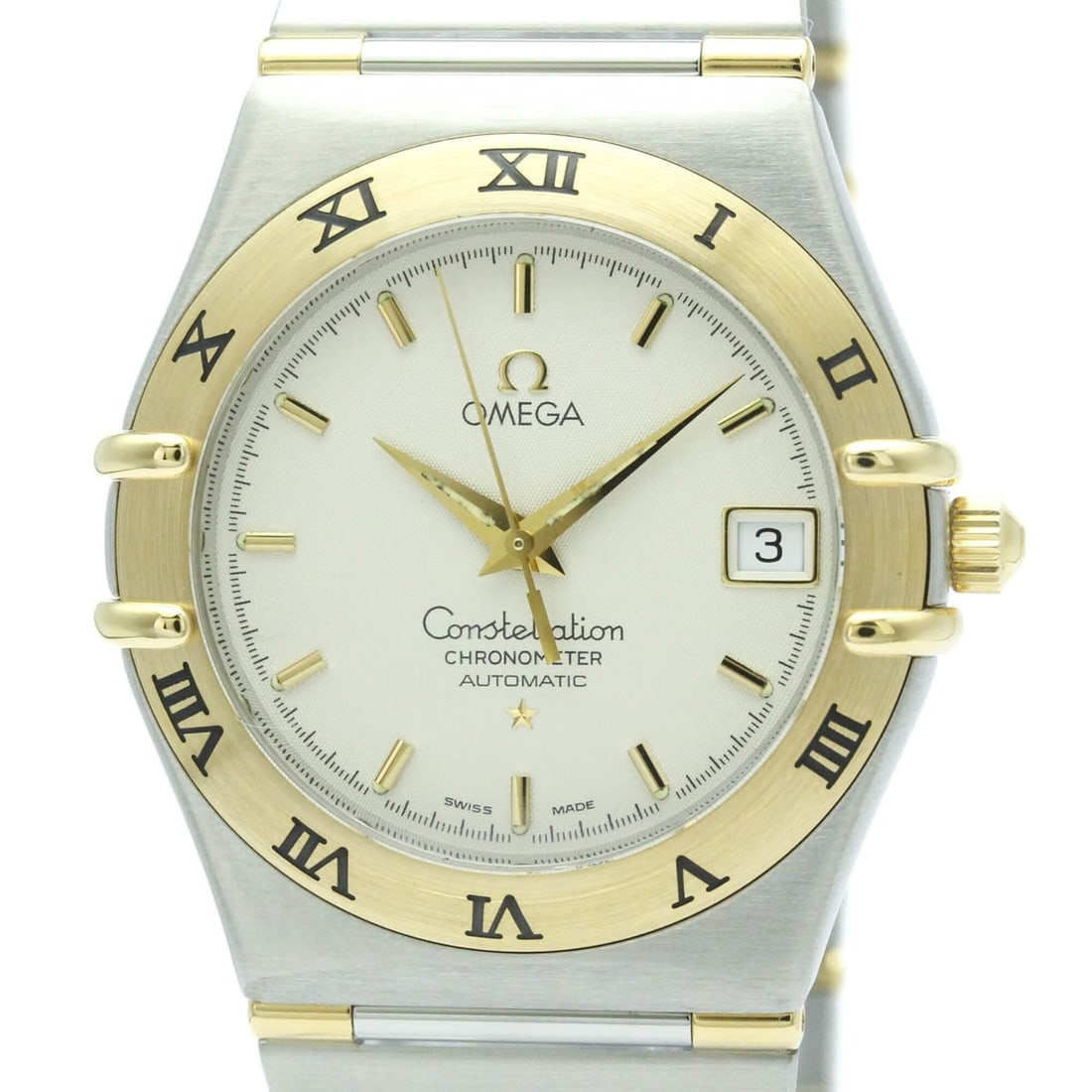 OMEGA Constellation 18K Gold Steel Automatic Watch 1302.30 Polished: --- Catalog ---Category: SizeCase Diameter: 36mm / 1.42''Category: DesignType: WristwatchStyle: Dress/FormalGender: MenColor (Dial): SilverMaterial (Band): Stainless steel, Yellow gold (18K)Material (