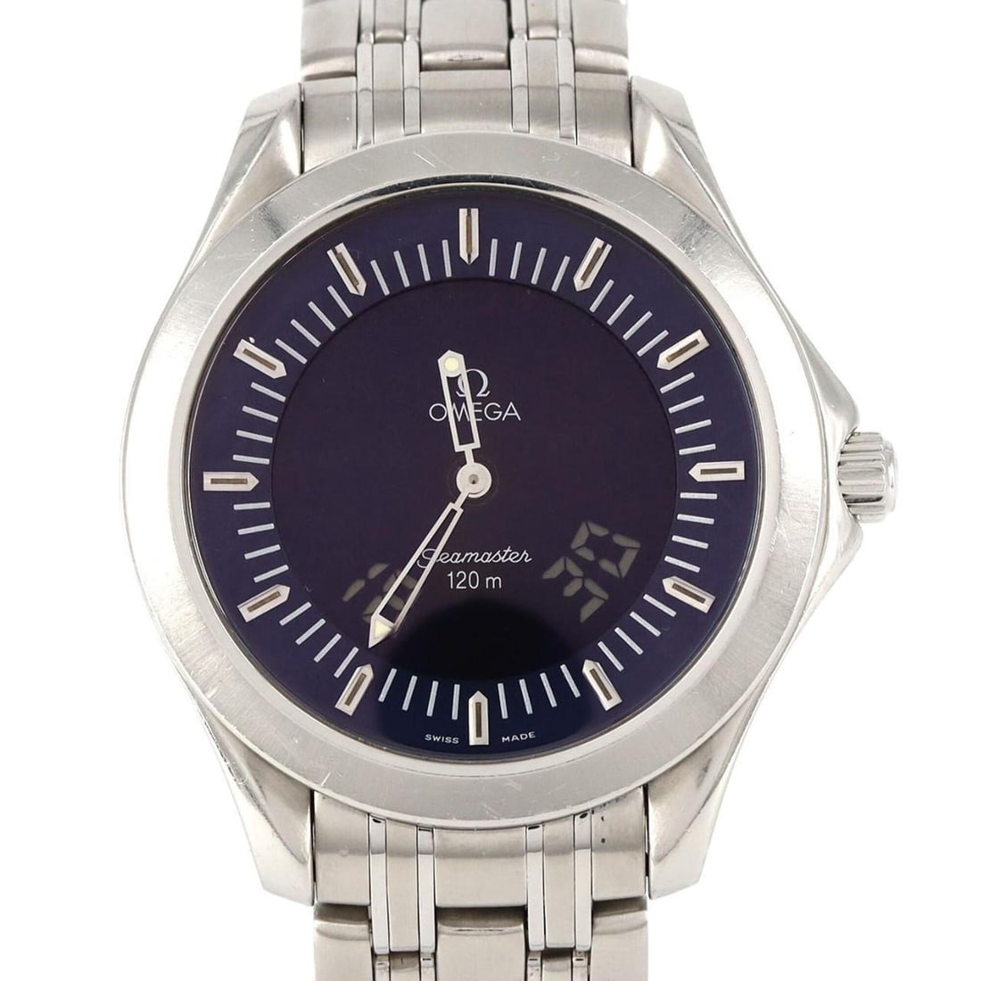 Omega Seamaster 120 Digital-Analog 2521.81 Stainless Steel Quartz Watch: --- Catalog ---Category: SizeWrist Size: 19.5cm / 7.67''Case Diameter: 38.5mm / 1.52''Category: DesignType: WristwatchGender: MenMaterial (Band): Stainless steelMaterial (Case): Stainless steelCategor