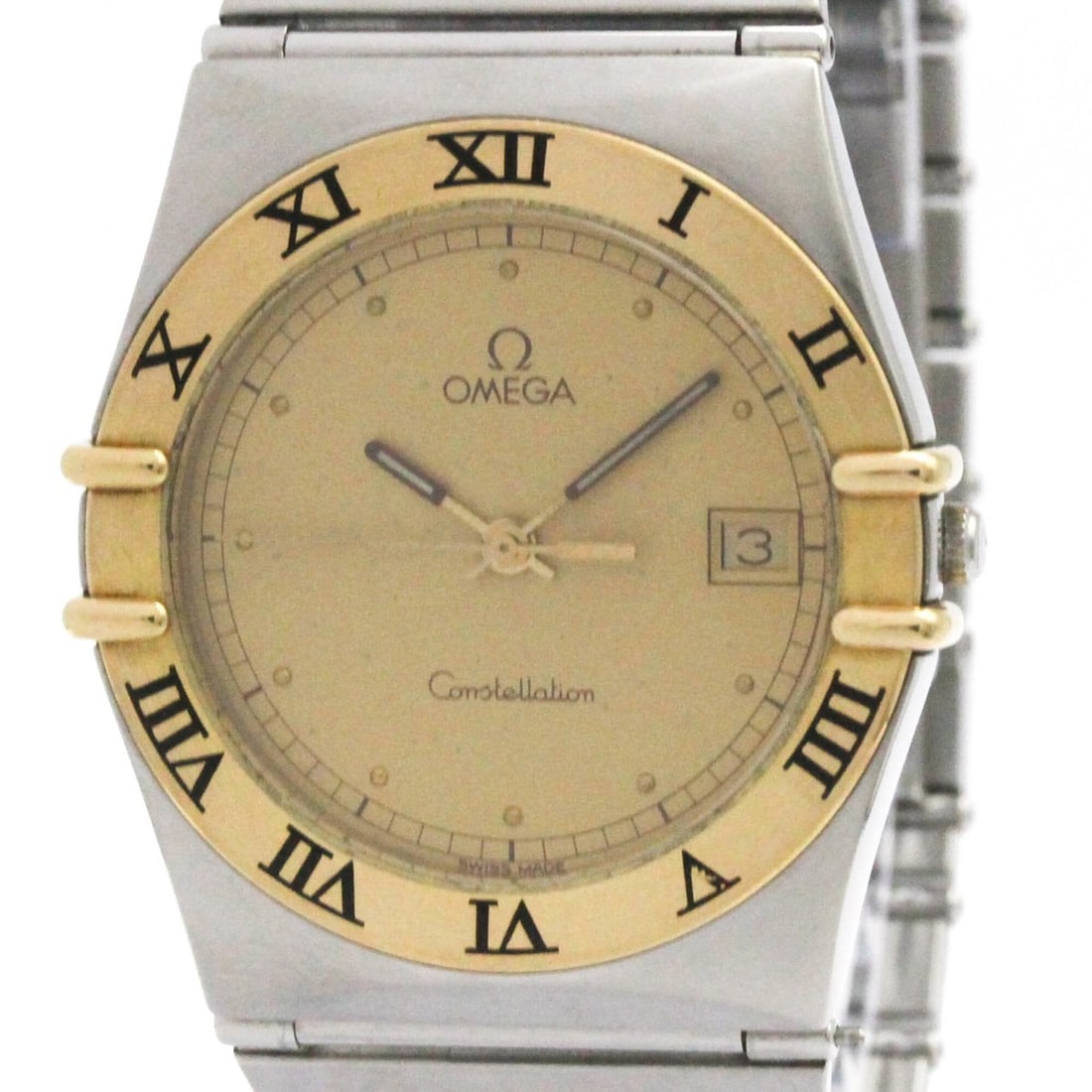 OMEGA Constellation 18K Gold Steel Quartz Mens Watch 396.1080 Polished: --- Catalog ---Category: SizeCase Diameter: 33mm / 1.3''Category: DesignType: WristwatchStyle: Dress/FormalGender: MenColor (Dial): GoldMaterial (Band): Stainless steelMaterial (Case): Stainless steel