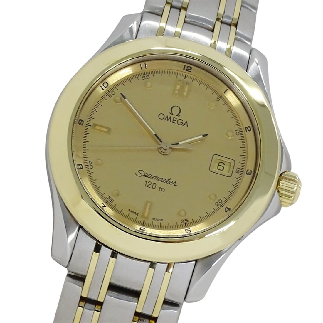 Omega Seamaster 2311.10 Men's Watch, Brand Name, Date, 120m Water Resistance, Quartz Movement,: --- Catalog ---Category: SizeWrist Size: 19cm / 7.48''Case Diameter: 36mm / 1.42''Category: DesignType: WristwatchGender: MenColor (Dial): GoldMaterial (Band): Stainless steel, Yellow goldMaterial (Ca