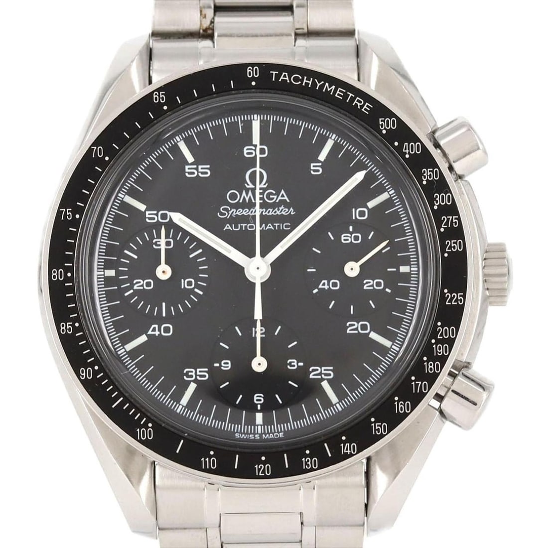 Omega Speedmaster 3510.50 SS Automatic Watch: --- Catalog ---Category: SizeWrist Size: 17cm / 6.69''Case Diameter: 39mm / 1.54''Category: DesignType: WristwatchGender: MenColor (Dial): BlackMaterial (Band): Stainless steelMaterial (Case): Stainle