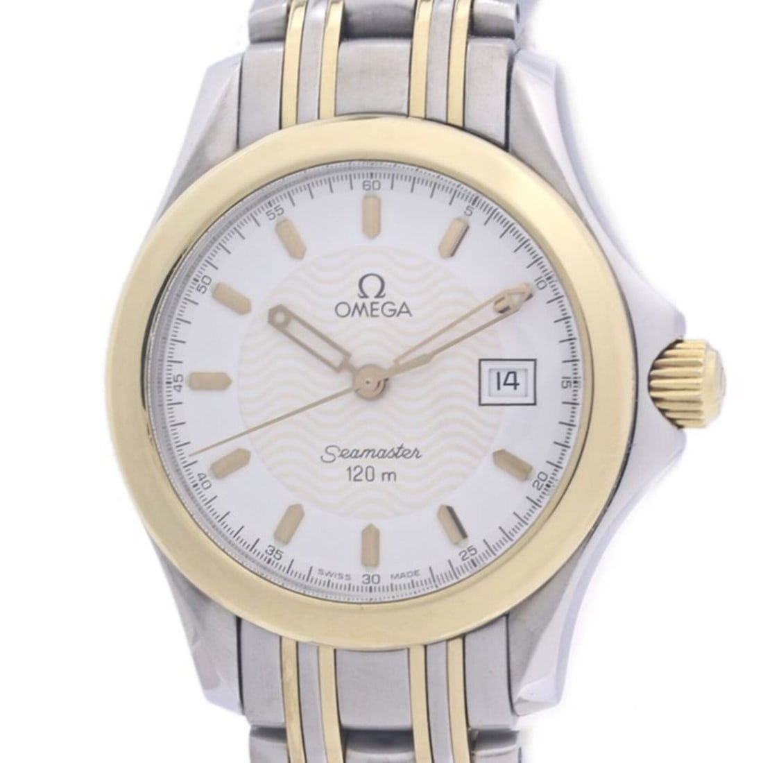 OMEGA Seamaster 120m Date 2371.21.00 Women's Watch K18YGxSS 40314: --- Catalog ---Category: SizeWrist Size: 17cm / 6.69''Case Diameter: 28mm / 1.1''Category: DesignType: WristwatchGender: WomenColor (Dial): WhiteMaterial (Band): Stainless steel, Yellow gold (18K)Mate