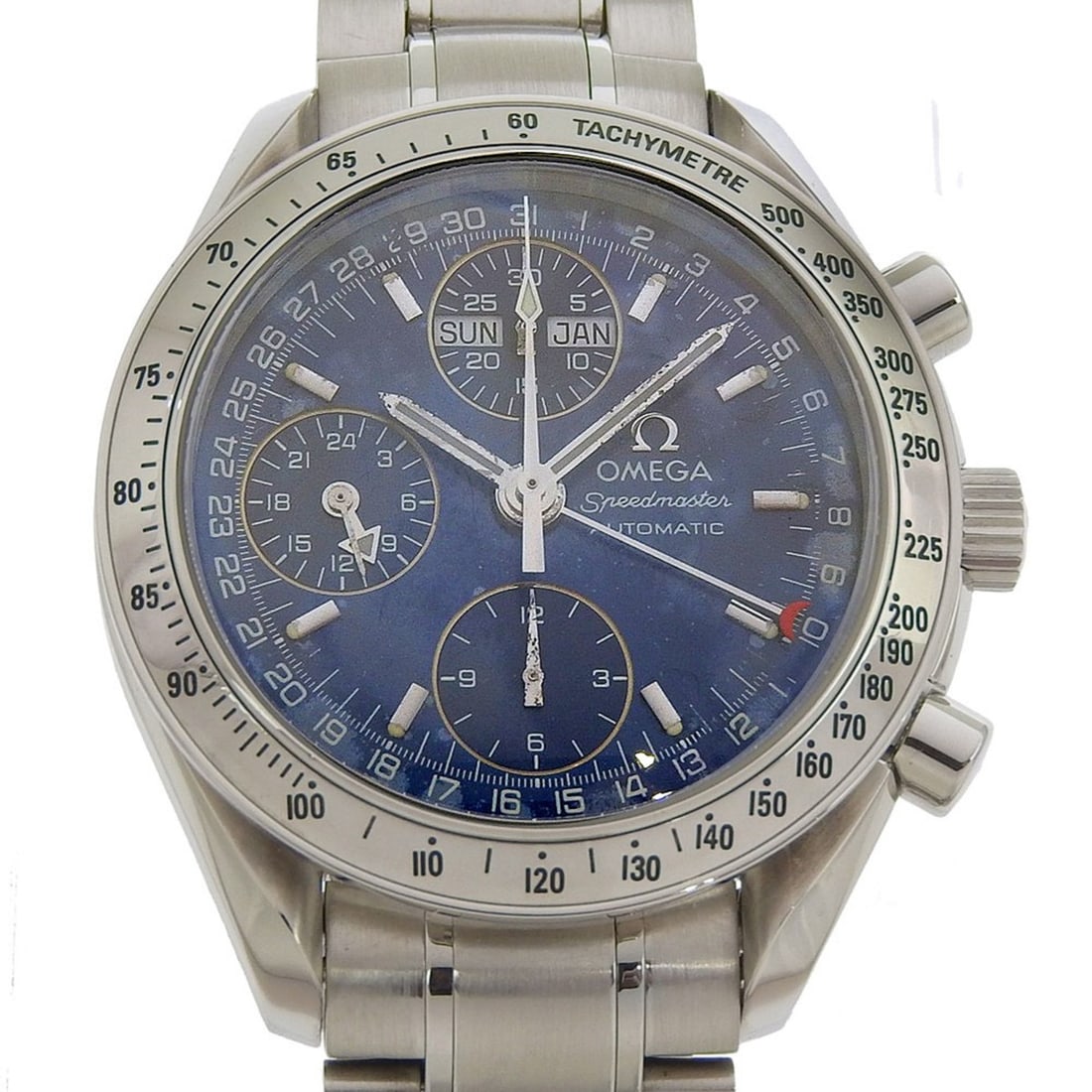 Omega Speedmaster Triple Calendar Watch cal.1151 175.0084 Stainless Steel Silver Automatic: --- Catalog ---Category: SizeWrist Size: 17.5cm / 6.88''Case Diameter: 39mm / 1.54''Category: DesignType: WristwatchGender: MenColor (Dial): BlueMaterial (Band): Stainless steelMaterial (Case): Stainl