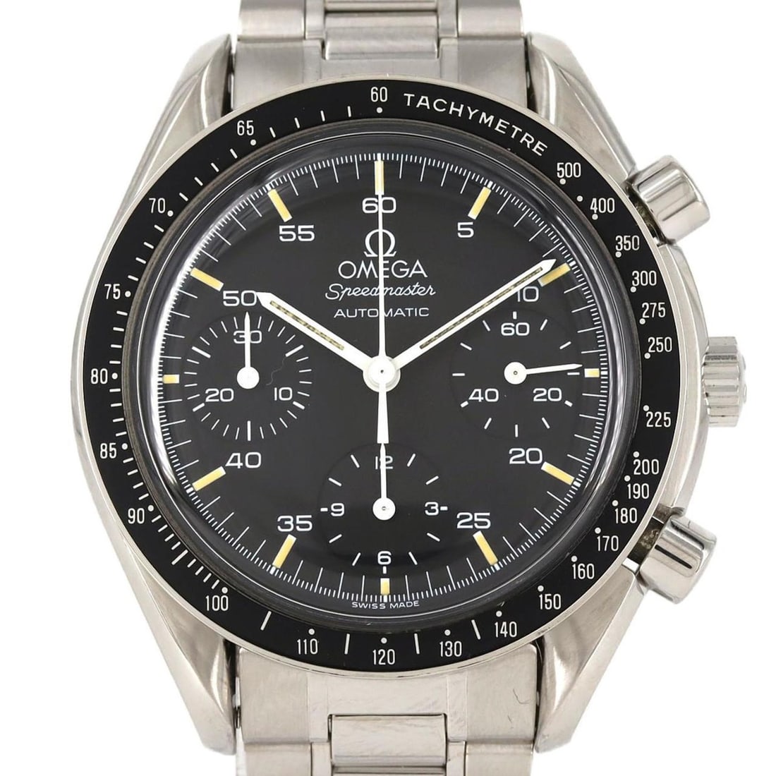 Omega Speedmaster 3510.50 SS Automatic Watch: --- Catalog ---Category: SizeWrist Size: 16cm / 6.29''Case Diameter: 39mm / 1.54''Category: DesignType: WristwatchGender: MenColor (Dial): BlackMaterial (Band): Stainless steelMaterial (Case): Stainle