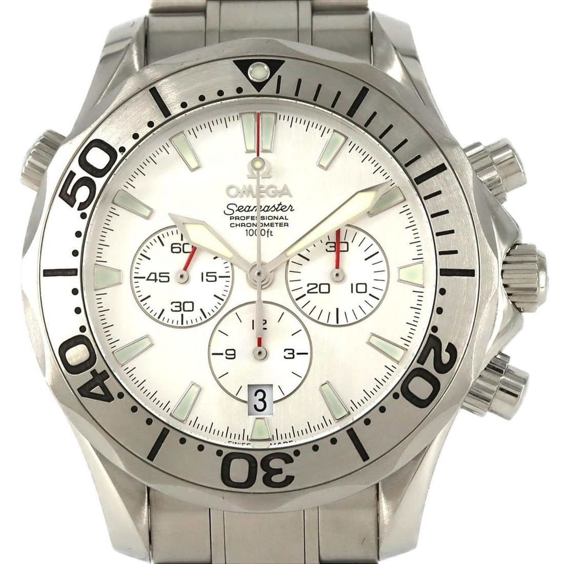 Omega Seamaster Pro Chrono 2589.30 Stainless Steel Automatic Watch: --- Catalog ---Category: SizeWrist Size: 18.5cm / 7.28''Case Diameter: 41.5mm / 1.63''Category: DesignType: WristwatchGender: MenColor (Dial): SilverMaterial (Band): Stainless steelMaterial (Case): St