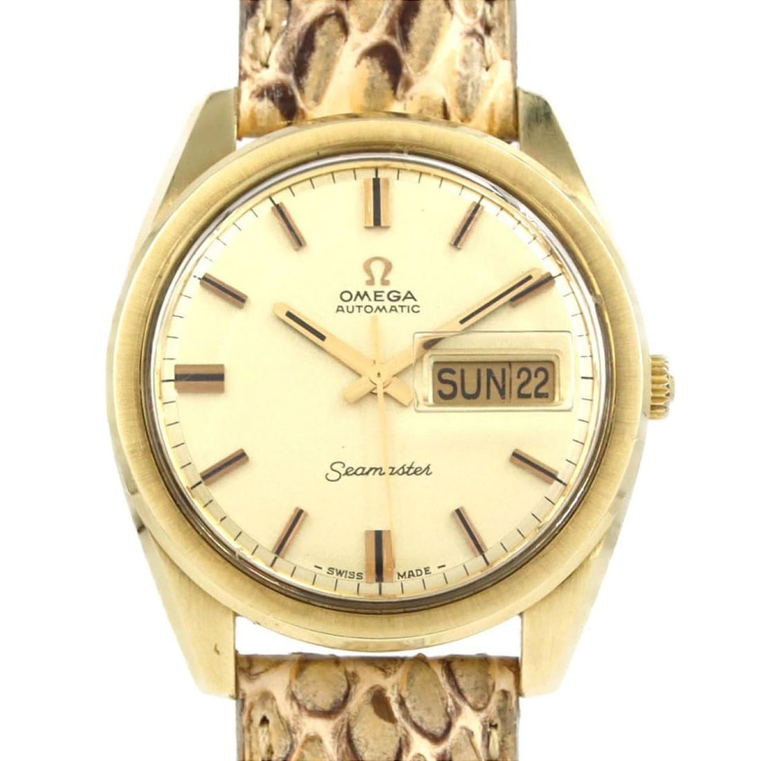 Omega Seamaster Day-Date GP Automatic Watch: --- Catalog ---Category: SizeCase Diameter: 36.5mm / 1.44''Category: DesignType: WristwatchGender: MenColor (Dial): GoldMaterial (Case): Gold platedCategory: GeneralBrand: OmegaCategory: MovementMovem