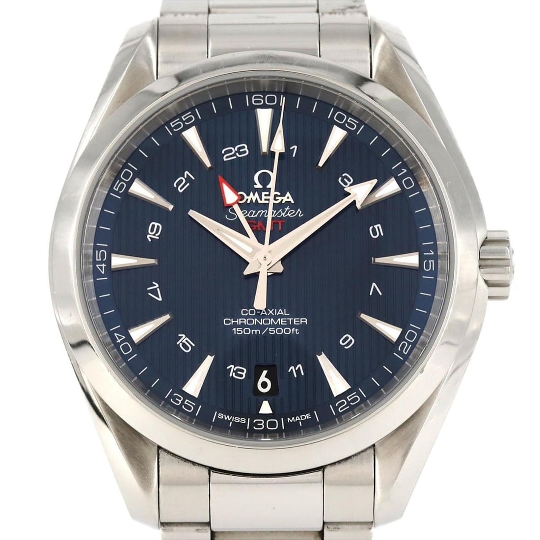 Omega Seamaster Aqua Terra GMT 231.10.43.22.03.001 Stainless Steel Automatic Watch: --- Catalog ---Category: SizeWrist Size: 20.5cm / 8.07''Case Diameter: 43mm / 1.69''Category: DesignType: WristwatchGender: MenColor (Dial): BlueMaterial (Band): Stainless steelMaterial (Case): Stainl