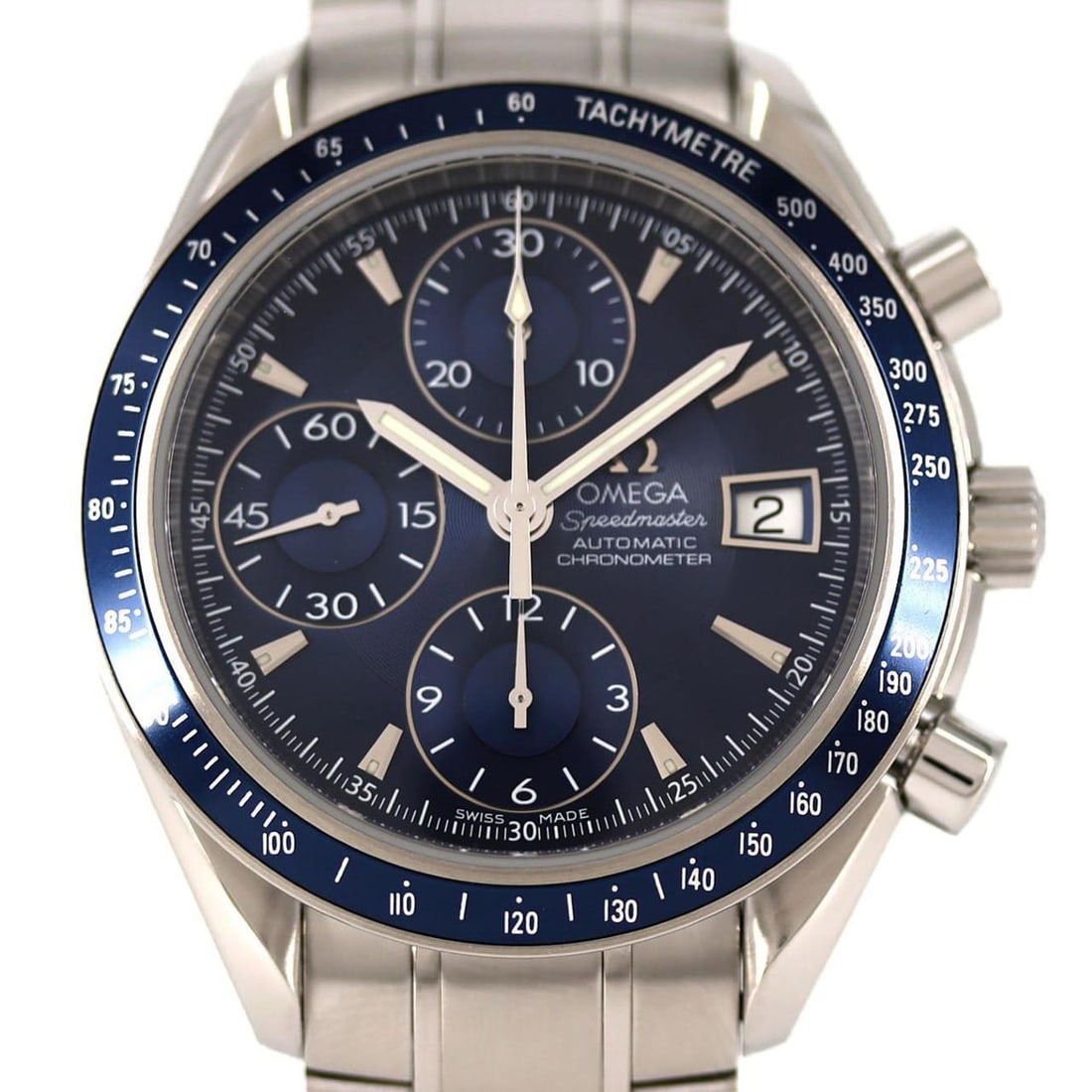 Omega Speedmaster Date 3212.80 Stainless Steel Automatic Watch: --- Catalog ---Category: SizeWrist Size: 19cm / 7.48''Case Diameter: 40mm / 1.57''Category: DesignType: WristwatchGender: MenColor (Dial): BlueMaterial (Band): Stainless steelMaterial (Case): Stainles