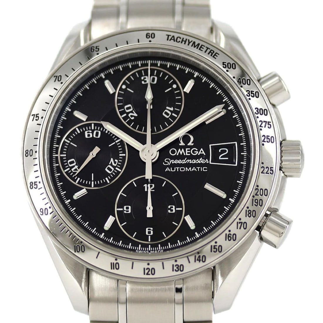 Omega Speedmaster Date 3513.50 Stainless Steel Automatic Watch: --- Catalog ---Category: SizeWrist Size: 17cm / 6.69''Case Diameter: 39mm / 1.54''Category: DesignType: WristwatchGender: MenColor (Dial): BlackMaterial (Band): Stainless steelMaterial (Case): Stainle