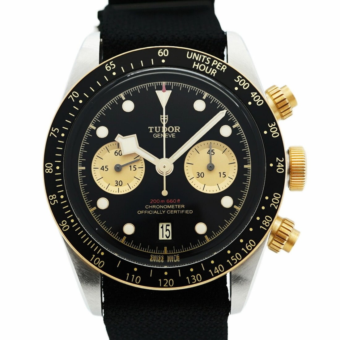 Tudor Black Bay Chrono 79363N Dial Men's Watch: --- Catalog ---Category: SizeWrist Size: 18cm / 7.08''Case Diameter: 41.5mm / 1.63''Category: DesignType: WristwatchGender: MenColor (Dial): BlackMaterial (Band): NylonCategory: GeneralMPN: 79363NBran